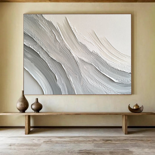 Textured Gray Waves Art for Minimalist Living Room & Contemporary Office SC451