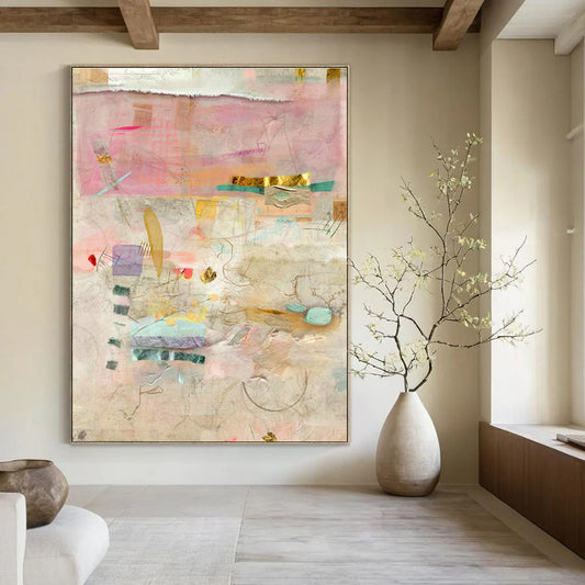 Pink - Gold Collage Art for Luxury Bridal Salon Interiors DLZ0146