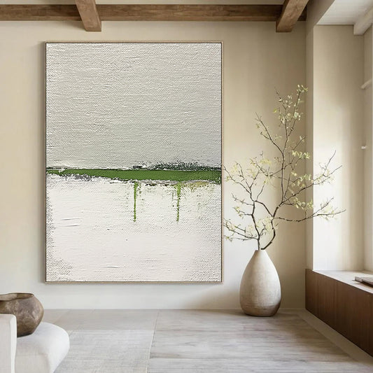Green Drip on White Art for Minimalist Home & Contemporary Art Space STSC1094