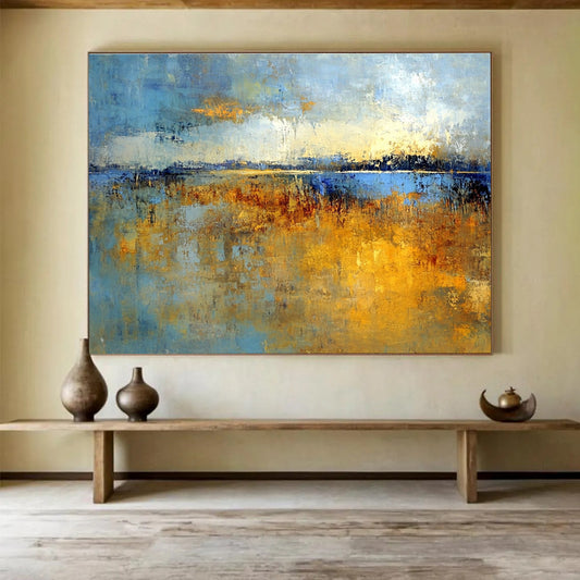 Blue and Gold Marshland Art for Nature - Inspired Office & Lakeside Café SC361
