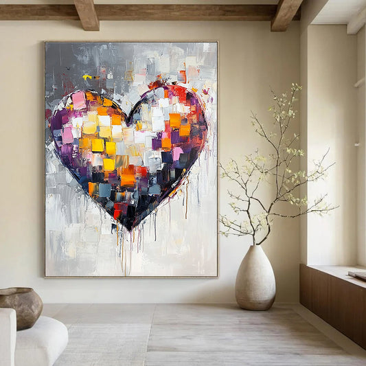 Vibrant Colorful Heart Art for Bedroom & Café STSC071