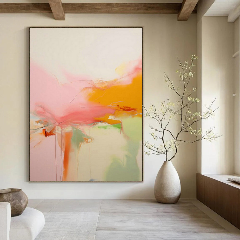 Flowing Pink - Orange Abstract Art for Wedding Venue & Art - Inspired Home DLZ2085
