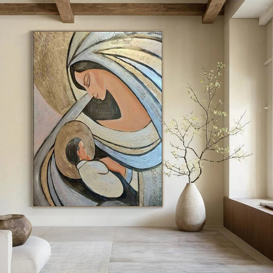 Madonna and Child Abstract Art for Religious Home Chapel & Art - Inspired Living Room DLZ2110