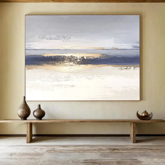 Blue - Gray - Gold Abstract Art for Coastal Home & Contemporary Gallery SC007