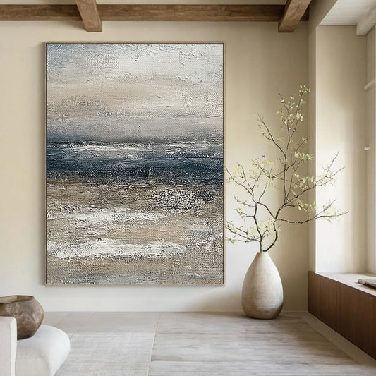 Monochrome Sea Abstract for Minimalist Beach House & Art Gallery Corridor STSC833