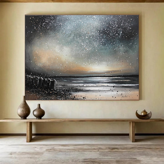 Milky Way Over Sea Art for Astronomy Enthusiast’s Home & Art Gallery Night Exhibit SC529