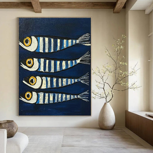 Striped Fish Art for Coastal Kitchen & Nautical - Themed Bar DLZ2100