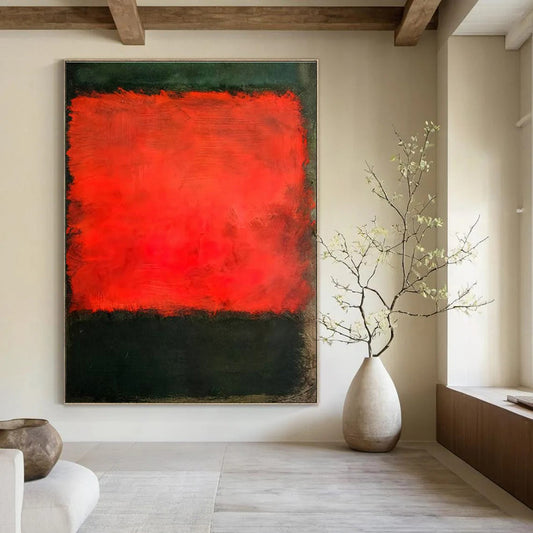 Bold Red - Black Color Block Art for Modern Office & Art Gallery Corridor DLZ2314