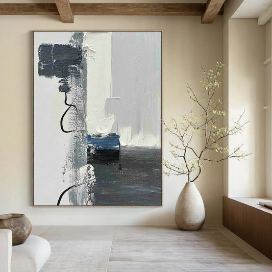 Gray - Blue Abstract Art for Modern Office & Minimalist Home DLZ0800