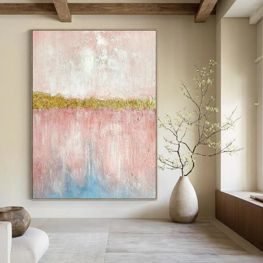 Pink - Gold - Blue Abstract Art for Bedroom & Entryway DLZ0300