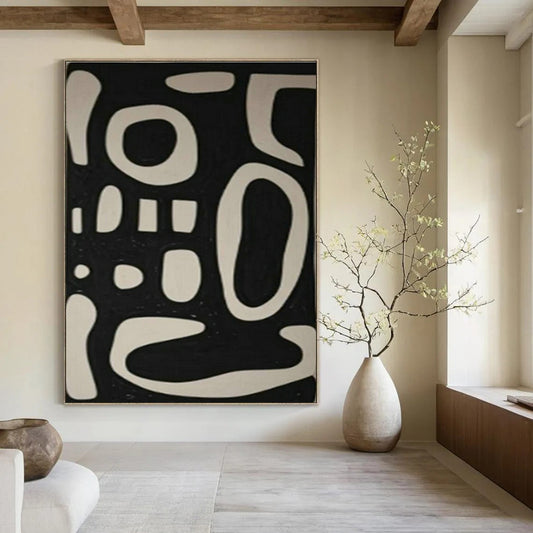 Black and White Symbolic Abstract Art for Bohemian - Inspired Home & Creative Collective Space DLZ1977