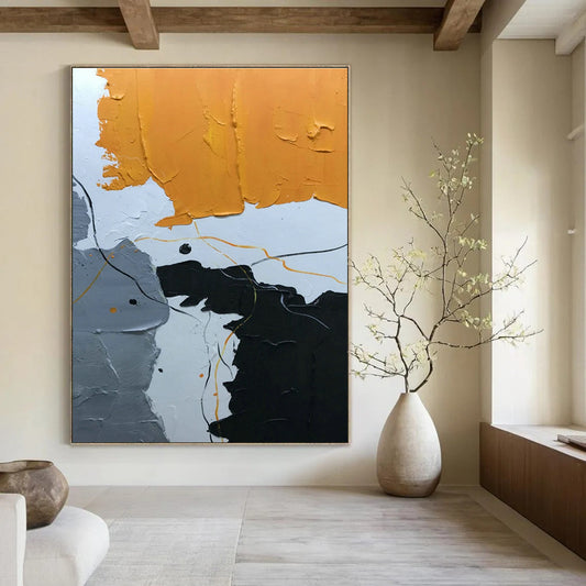 Orange - Grey Line Abstract Art for Modern Loft & Creative Studio DLZ1341