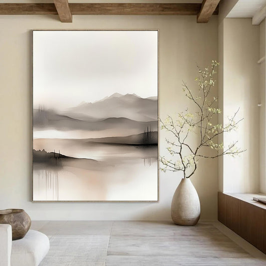 Ink - Wash Landscape for Traditional - Style Study & Zen - Inspired Home STSC504