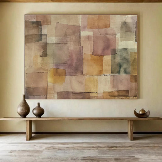 Warm Brown Collage Abstract Art for Rustic - Chic Living Room DLZ2976