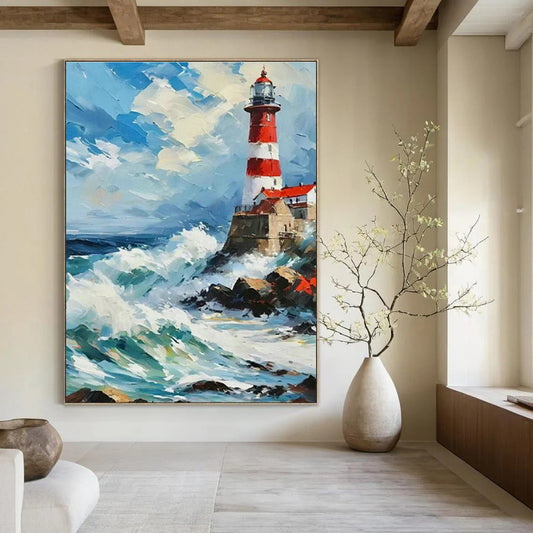 Lighthouse Seaview Oil Art for Living Room & Cottages DLZ0313