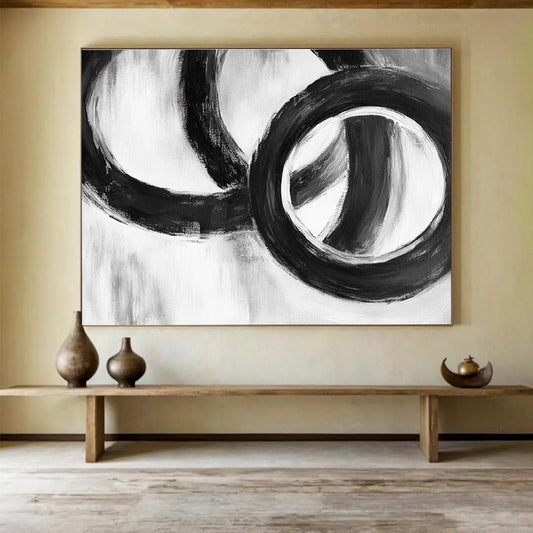 Black Circular Forms Art for Bohemian - Style Café & Art Studio SC013