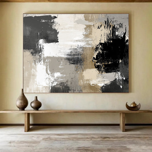 Neutral Tone Abstract Art for Industrial - Style Loft & Art - Inspired Home Office SC507