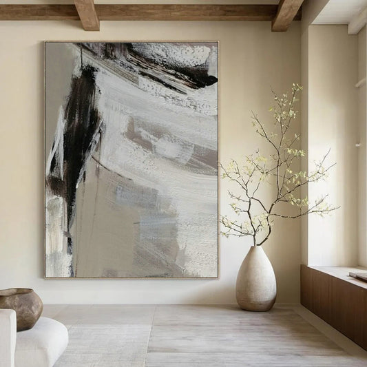 Minimalist Grey Abstract Art for Modern Office & Neutral - Toned Bedroom DLZ1311