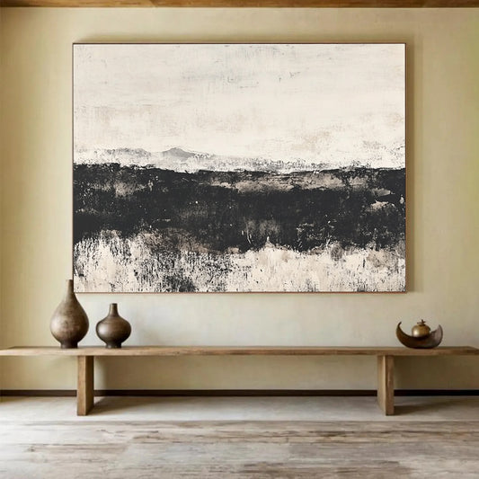 Abstract Monochrome Horizon Art for Spiritual Retreat & Minimalist Bedroom SC014