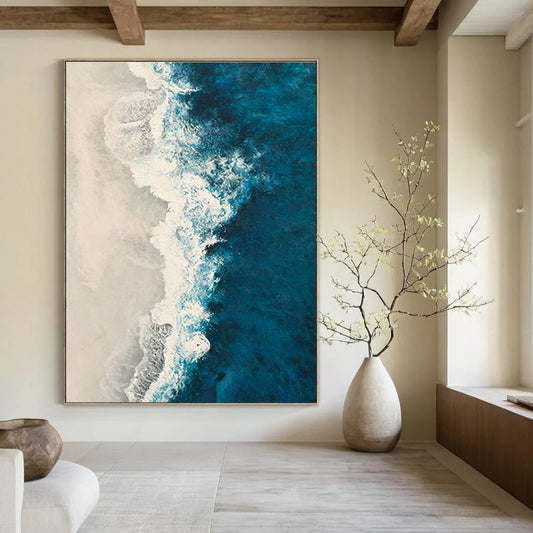 Aerial Ocean Wave Art for Coastal Living Room & Beachfront Café DLZ0731