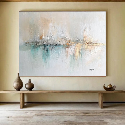 Light - Toned Abstract Landscape Art for Coastal Home Office & Serene Meditation Space SC208