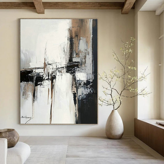 Gray - White - Black Abstract Art for Minimalist Living Room & Spa Waiting Area DLZ1666