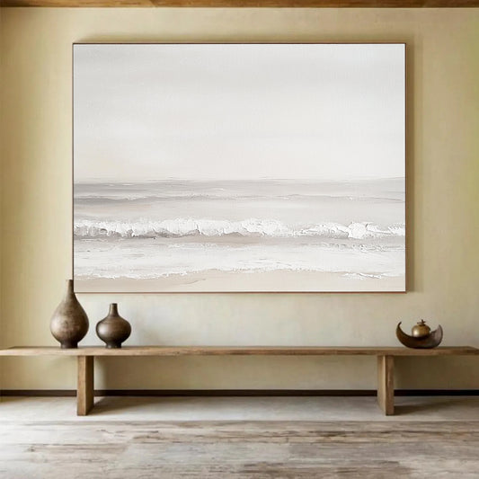 Serene Gray Beach Art for Coastal Home Bedroom & Spa Retreat SC502