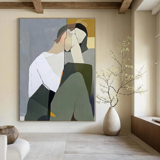 Abstracted Pensive Figure Art for Creative Workplace & Modern Living Room STSC1114