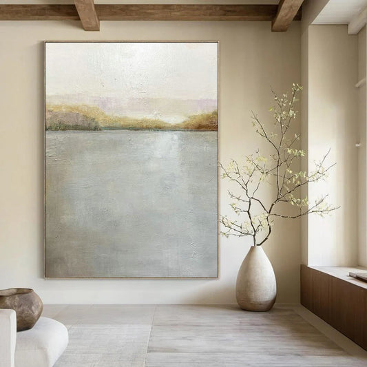 Serene Lake View Art for Lakeside Retreat Lobby & Minimalist Bedroom DLZ2211
