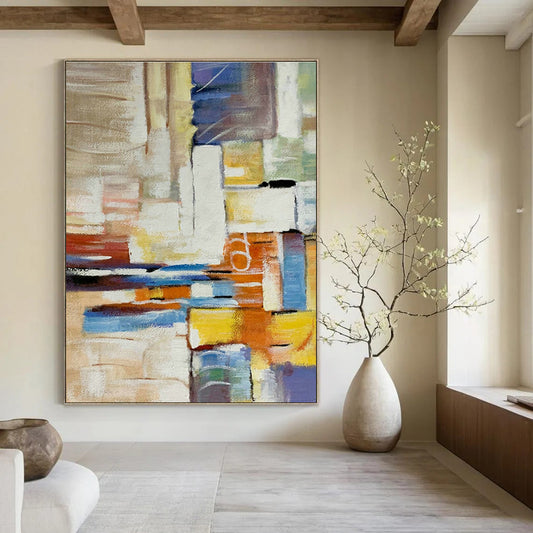 Colorful Block Abstract Art for Modern Family Room & Creative Coworking Space DLZ0777