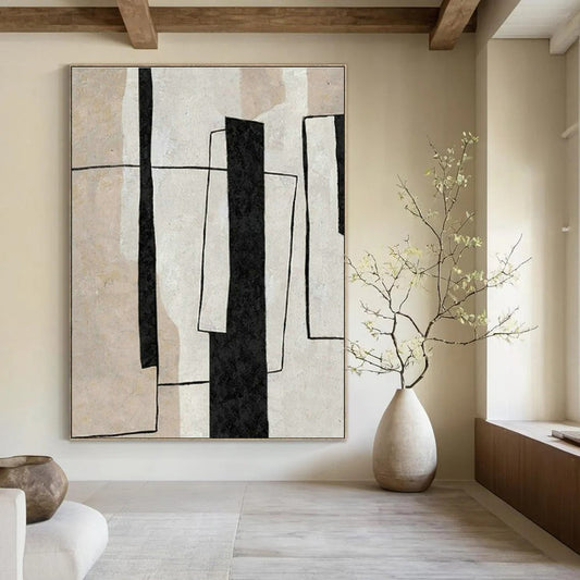 Black - White Geometric Abstract Art for Modern Office & Home Library DLZ2040