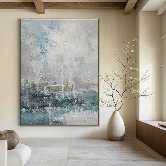 Misty Sea - Scape Abstract Art for Coastal Hotel Lobby & Seaside Home Bedroom DLZ2021