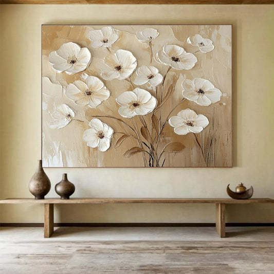 3D Textured Floral Oil Painting for Living Room Elegant Decor DLZ2693