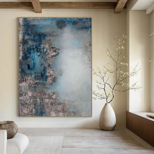 Blue - Gray Abstract Art for Modern Home Office Focus Zones DLZ0020