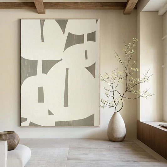 Gray - White Geometric Abstract Art for Corporate Office & Minimalist Living Room DLZ1082