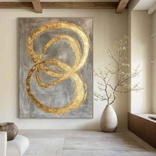 Gold - Ringed Gray Abstract for Boutique Jewelry Store & Modern Living Room STSC1295
