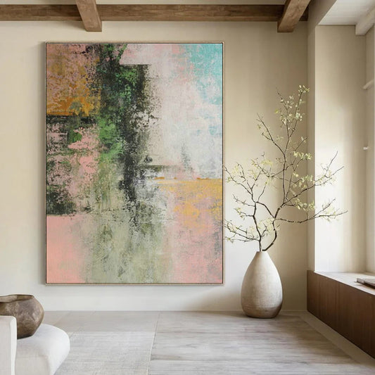 Pink - Green Abstract Art for Home Nursery Relaxation Corners DLZ0044