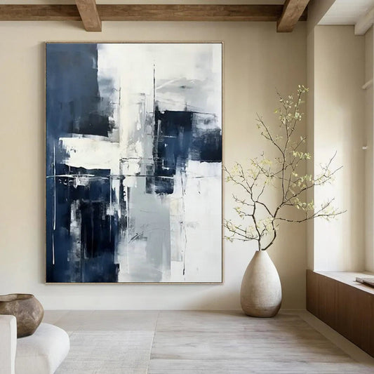 Blue - White Abstract Art for Coastal Home Nook & Corporate Wellness Room DLZ1725