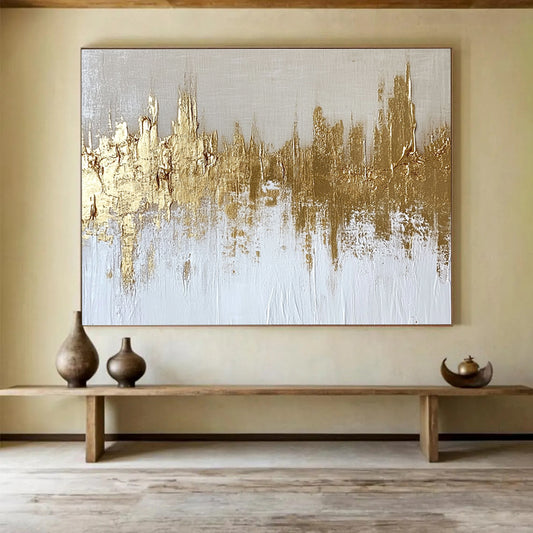 Textured Gold Skyline Art for Industrial - Chic Loft & Contemporary Art Museum SC173