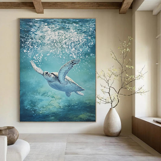 Sea Turtle in Blue for Aquarium - Themed Home & Wellness Center STSC1175