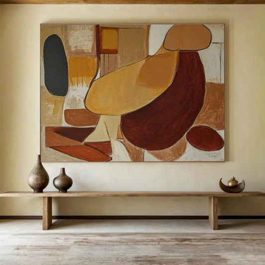 Brown - Yellow Minimalist Figure for Mid - Century Dining Areas DLZ2472