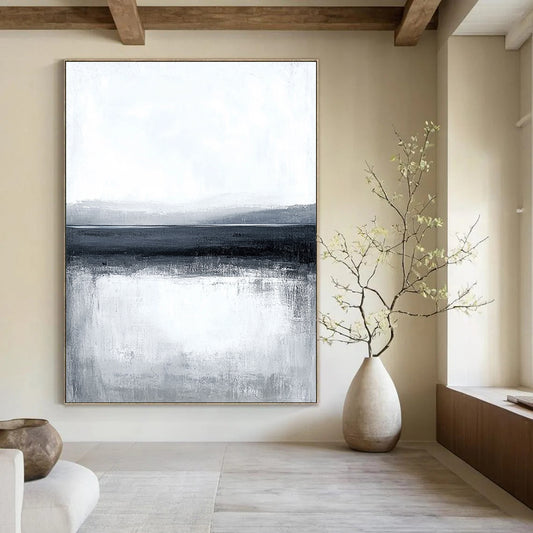 Monochrome Sea & Sky Art for Minimalist Bedroom & Meditation Center STSC124
