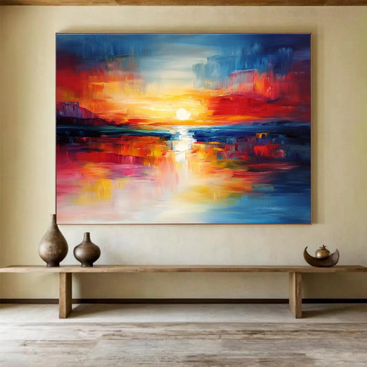 Colorful Sunset Art for Living Room & Beachfront Hotel SC561