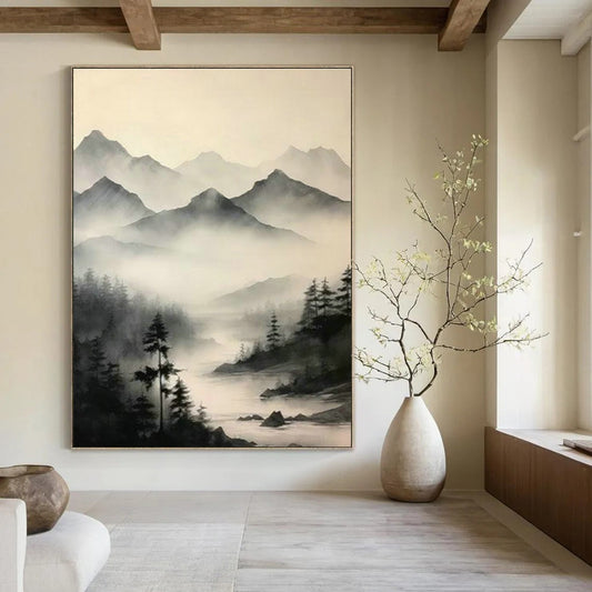 Ink - Wash Landscape Art for Living Room & Study DLZ0385