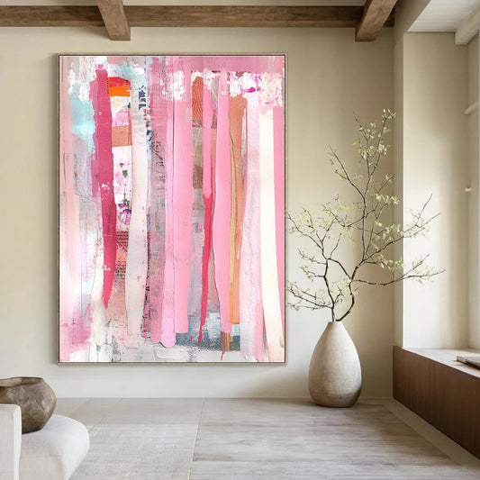 Pink Collage Strips Art for Fashion - Forward Boutique & Eclectic Home Entryway STSC1407