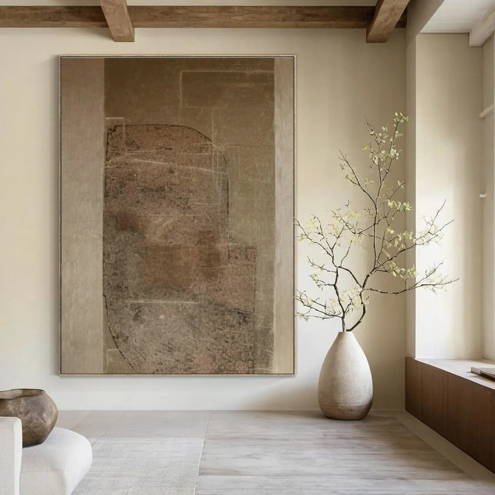 Textured Brown Abstract Art for Industrial Loft Study & Earth - Tone Art Gallery DLZ0832