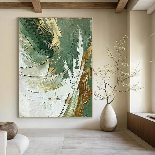Green - Gold Abstract Art for Eco - Friendly Brand Showrooms DLZ0126