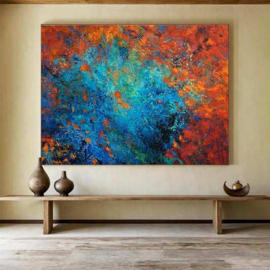 Orange - Blue Contrast Abstract Art for Vibrant Retail Storefronts DLZ3107