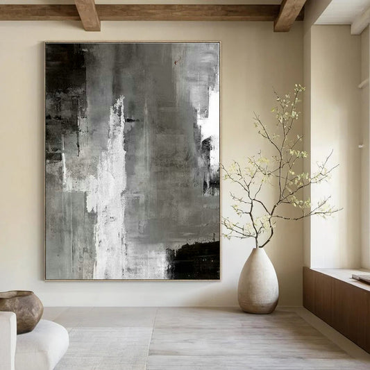 Gray - White Urban Abstract Art for City Apartment Living Room & Architectural Office DLZ2028