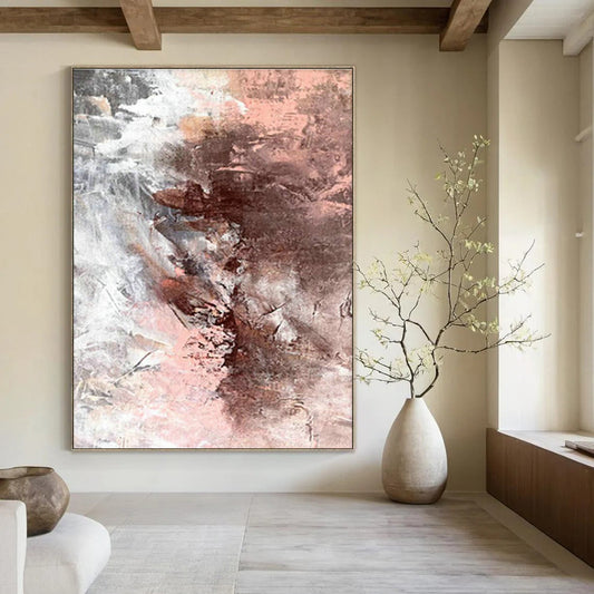 Pink - Brown Abstract Art for Feminine - Themed Boutique Dressing Rooms DLZ0022